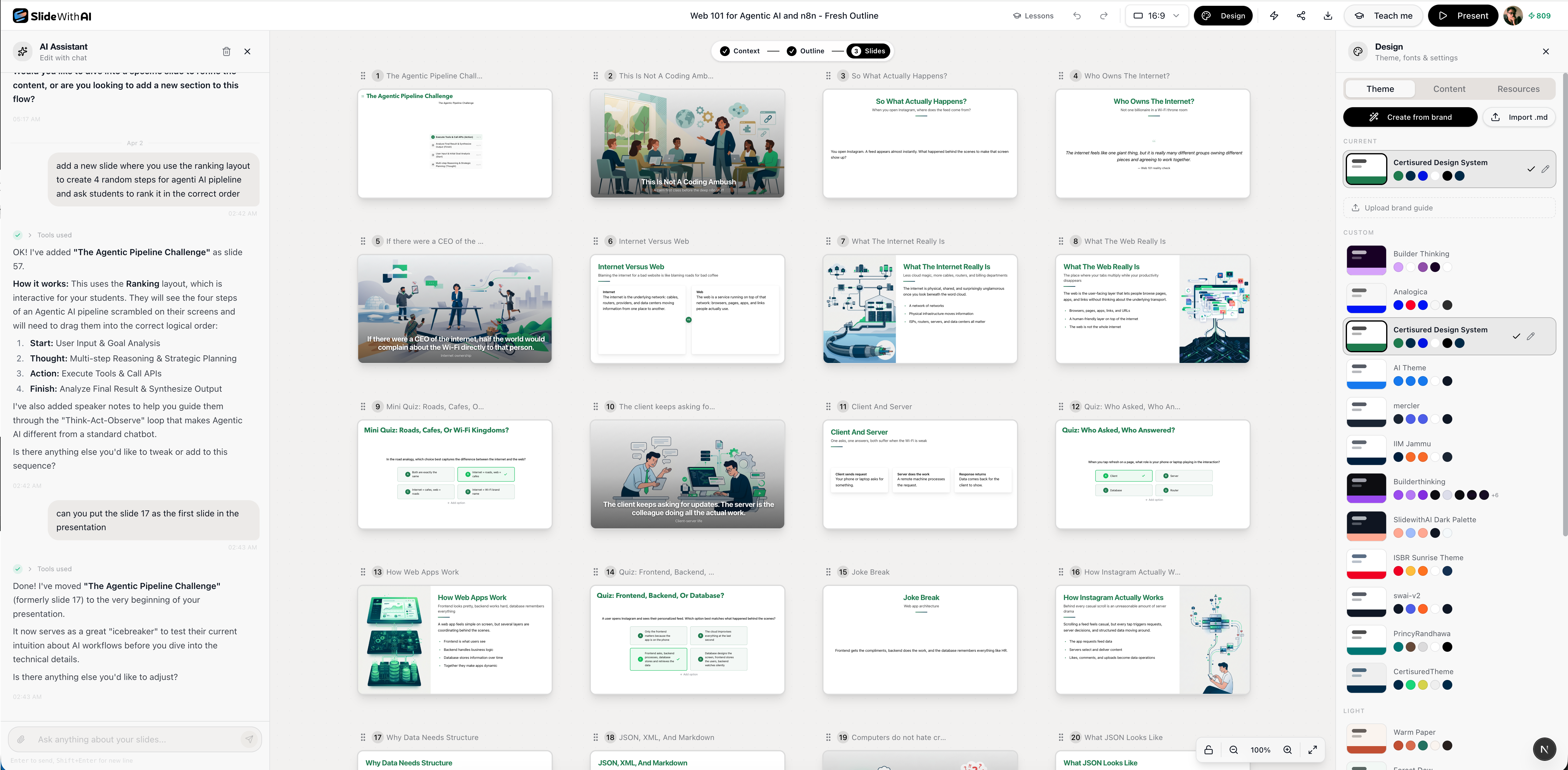 SlideWithAI presentation generation interface